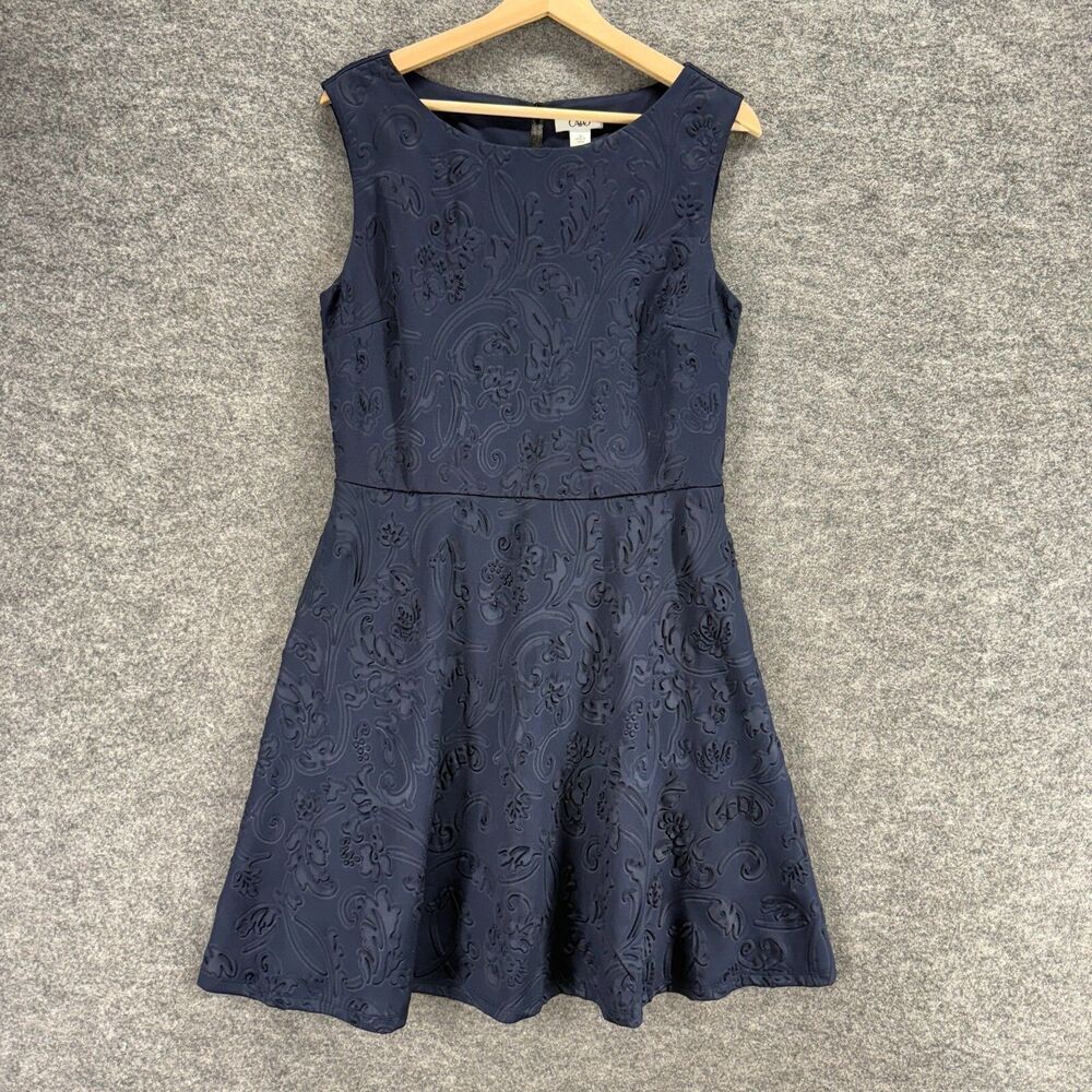 Cato Dress Women M Medium Blue Floral Sheath Midi Sleeveless Lined Hook & Eye